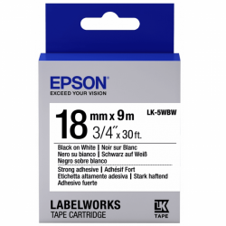 Epson Labelworks 18mm -  Λευκό, Ισχυρή Κόλλα